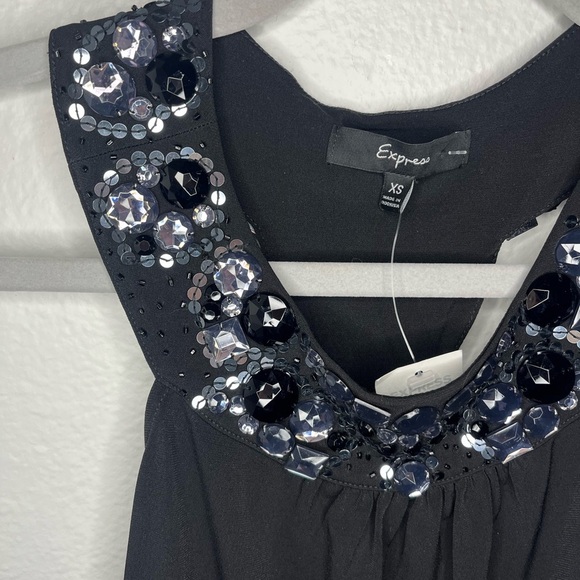 Express Black Embellished Halter Top XS NWT - Picture 2 of 6